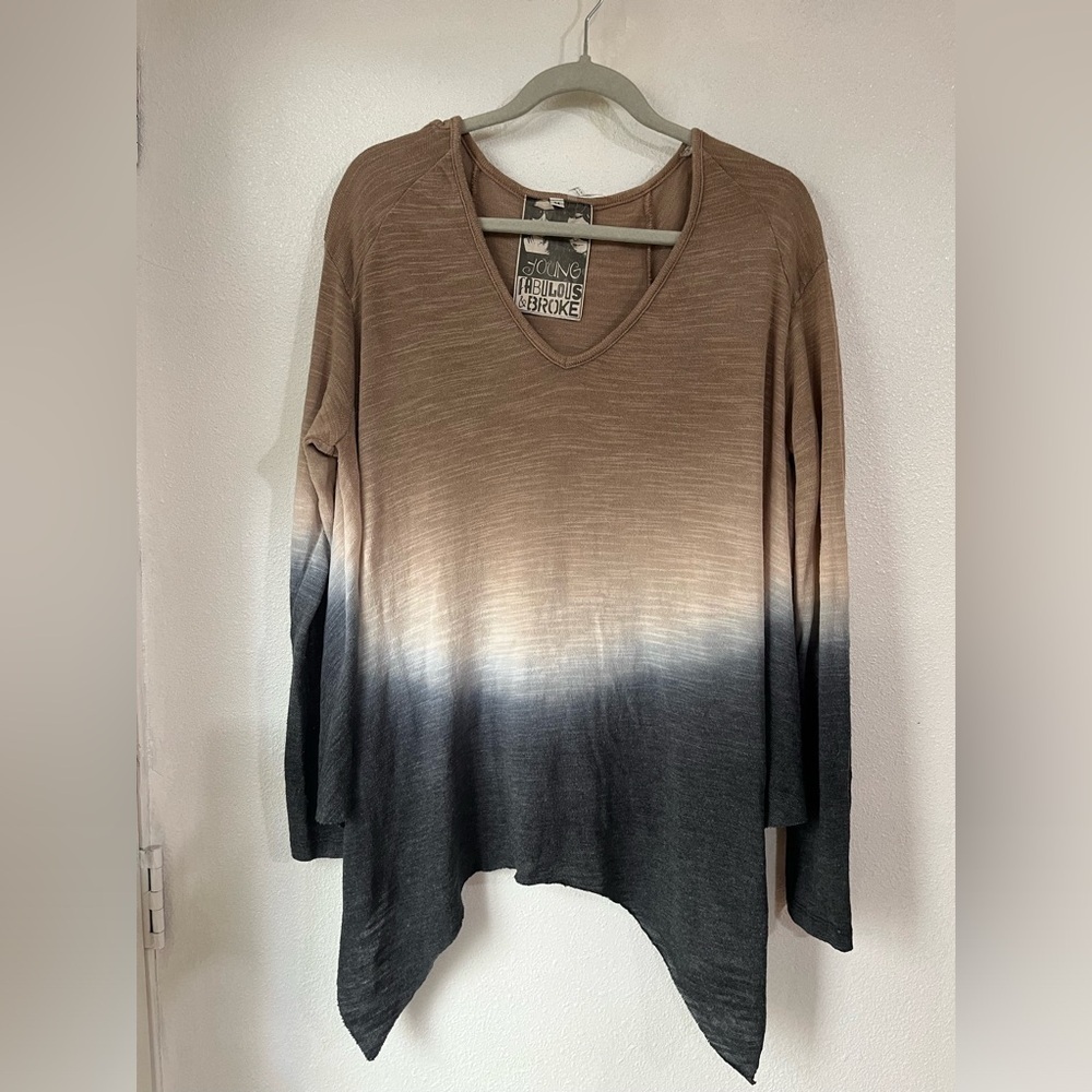 Young  fabulous and broke tunic top chambray tie-dye size M symmetric